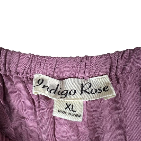 Indigo Rose High-Low Ruffle Solid Maxi Dress Purple Boho Cottagecore Size XL - Picture 5 of 6